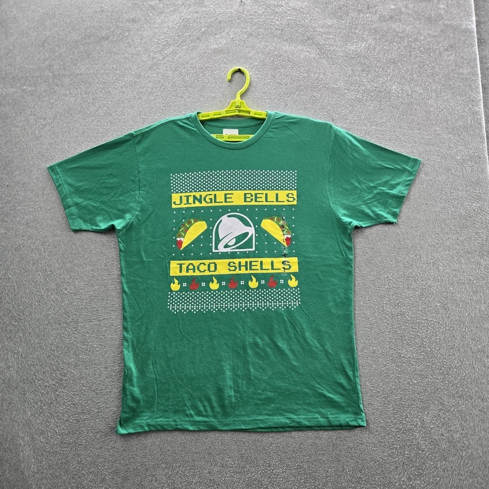 Taco Bell Men‎ Shirt L Green Graphic Tee Logo Short Sleeve
